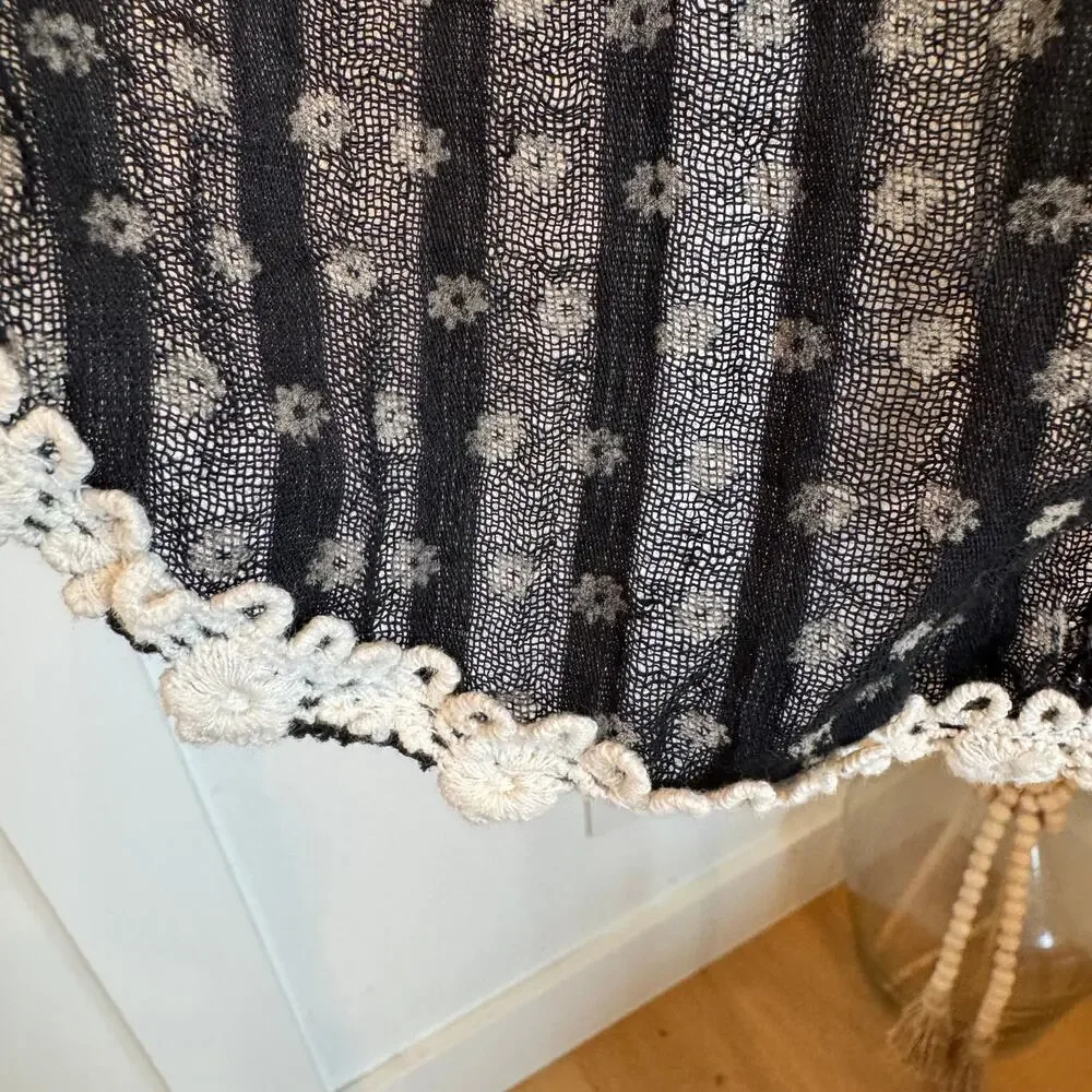 Vintage Cottagecore Lace Mesh Rosette Wrap Scarf Boho Shabby Chic